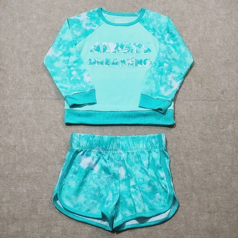 Cat & Jack Teal Tie-Dye Kids Pajama Set -B